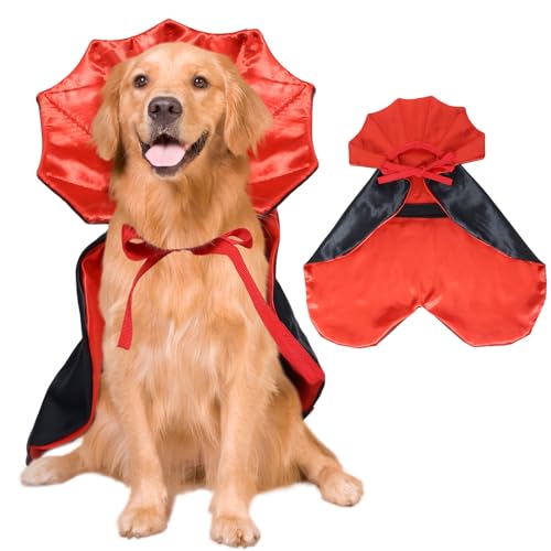 ROSAUI Hundekostüm Vampir Umhang für Große und Mittlere Hunde, Schwarz/Rot, Polyester, Klettverschluss, Halloween ROSAUI Hundekostüm Vampir Umhang für Große und Mittlere Hunde, Schwarz/Rot, Polyester, Klettverschluss, Halloween von ROSAUI