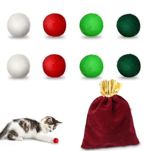 ROSAUI 8 Stück Filzbälle - Katzen Spielzeug - Katzenball - Interaktives Katzenspielzeug Ball - 100% Schafwolle - Spielbälle für Katzen- Natürliches Spielzeug von ROSAUI