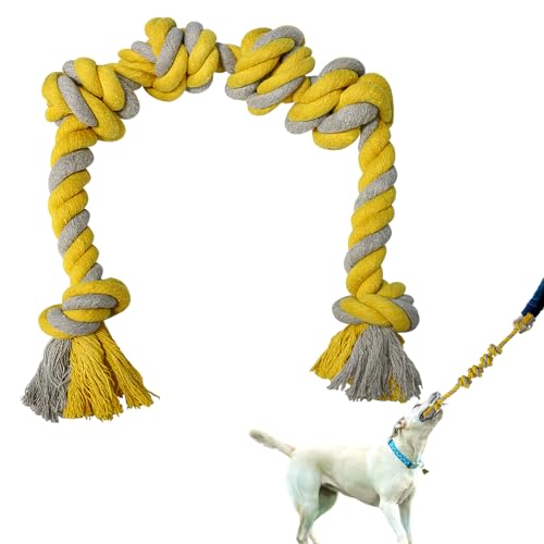 ROSAUI Unzerstörbares Hundespielzeug für mittlere und große Hunde,Interaktives Hundespielzeug aus Seil mit 6 Knoten, 65 cm lang,Robustes Kauspielzeug zur Zahnreinigung,Spielzeug für Seilziehen von ROSAUI