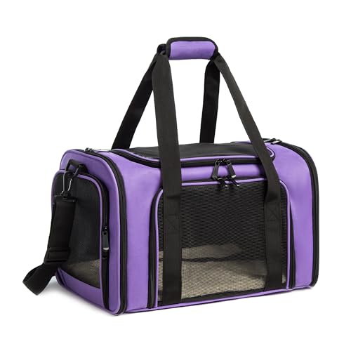 ROSEBB Katzentragetasche, Hundetragetasche für Katzen, Hunde, Welpen von 6.8 kg, faltbare Welpen-Tragetasche – Hundekotkotbeutel mit Spender (Medium, Violett) von ROSEBB