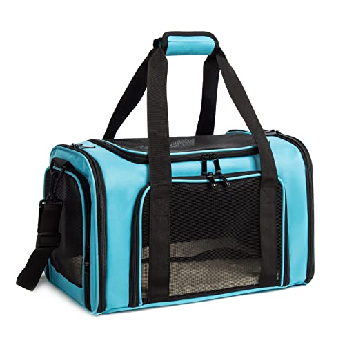 ROSEBB Katzentragetasche, Hundetragetasche für Katzen, Hunde, Welpen von 6.8 kg, faltbare Welpen-Tragetasche – Hundekotkotbeutel mit Spender (groß, blau) von ROSEBB