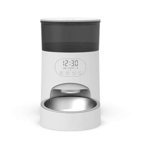 Futterautomat 2er-Pack Automatischer Futterspender Touch-Button Typ 4l Smart Pet Feeder Zeitgesteuerter quantitativer Tierbedarf Compatible with Katzen und Hunde Weiß Haustier futterautomat von ROSEEONNE
