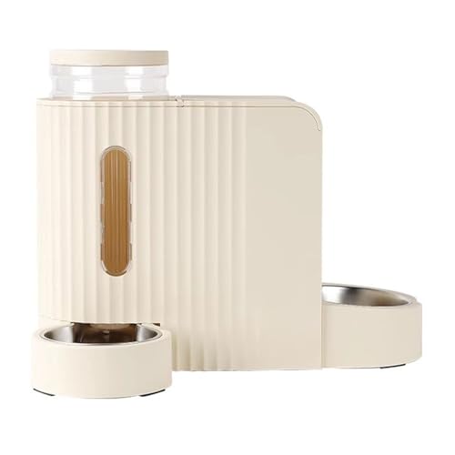 Futterautomat Automatischer 2-in-1-Futterspender for Haustiere, All-in-One, 3 l, sorgenfrei for Kurze Ausflüge, geeignet for Hunde, Katzen, Kaninchen Haustier futterautomat(Beige) von ROSEEONNE