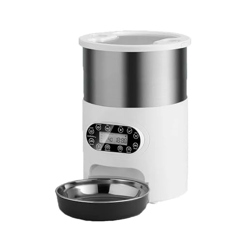 Futterautomat Edelstahl Pet Feeder Smart Feeder Dual Power Supply Timed Quantity Single BowlDual Bowl für Hunde und Katzen Haustier futterautomat(Button Type,3L) von ROSEEONNE