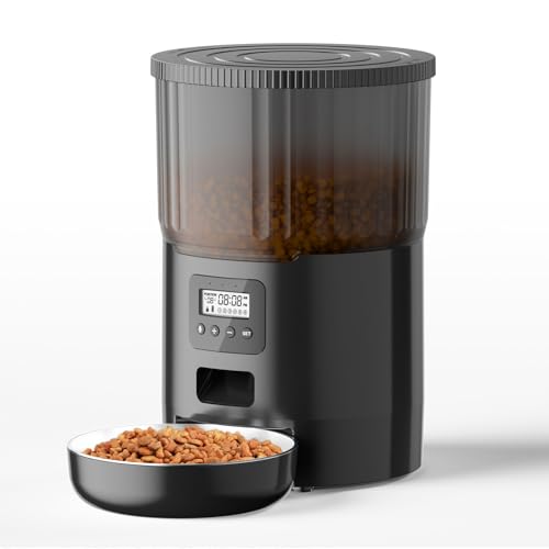 Futterautomat Haustier Smart Feeder 4L Haustierfutterspender Zeitmessung quantitative Katze Hund Füttermaschine für Katzen Hunde Haustier futterautomat(Svart,Button Type) von ROSEEONNE