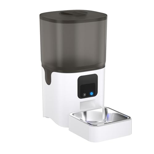 Futterautomat Haustier automatische Fütterung Smart Katze und Hund Fütterung 6l Lebensmittellager Eimer Quadrat für Katze Hund Haustier futterautomat(WiFi Type) von ROSEEONNE