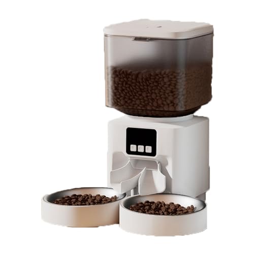 Futterautomat Haustier automatische Fütterung zeitlich quantitative Fütterung Smart Automatik für Katze und Hund Fütterung 4.5L Haustier futterautomat(WiFi,Double Bowl) von ROSEEONNE