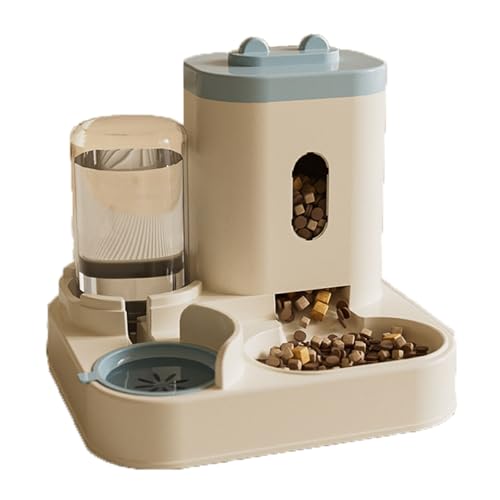 Futterautomat Vollautomatischer Futter- und Wasserspender, integrierter 1-l-Wasserspender und 2,3-l-Futtereimer, Heimtierbedarf Haustier futterautomat(Bleu) von ROSEEONNE