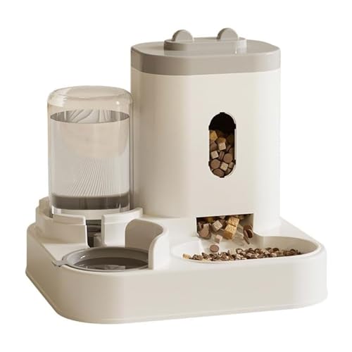Futterautomat Vollautomatischer Futter- und Wasserspender, integrierter 1-l-Wasserspender und 2,3-l-Futtereimer, Heimtierbedarf Haustier futterautomat(Grey) von ROSEEONNE