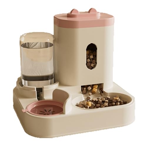 Futterautomat Vollautomatischer Futter- und Wasserspender, integrierter 1-l-Wasserspender und 2,3-l-Futtereimer, Heimtierbedarf Haustier futterautomat(Rose) von ROSEEONNE