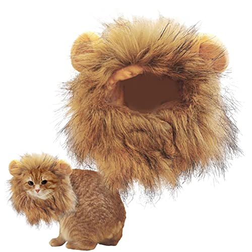 ROSSEV Löwenmähne für Katze - Löwenkostüm für Hund | Löwen-Kostüm für kleine Katzen und Kätzchen - Ideal für Geburtstage von Katzen, Katzen-Cosplay, Katzenkleidung, Haustierkleidung von ROSSEV