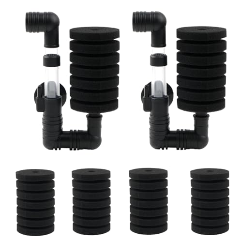 ROSYLEVE 2 Stück Aquarium Einzelkopf Schwammfilter Aquarium Set, Luftheber Aquarium Filter mit 4 Ersatzschwämmen für Biologische und Mechanische Filterung, Schwammfilter für Bettas Garnelen Brüter ROSYLEVE 2 Stück Aquarium Einzelkopf Schwammfilter Aquarium Set, Luftheber Aquarium Filter mit 4 Ersatzschwämmen für Biologische und Mechanische Filterung, Schwammfilter für Bettas Garnelen Brüter von ROSYLEVE