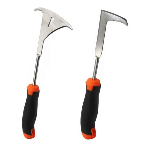 ROSYLEVE 2PCS Unkrautstecher mit Stiel Manueller aus Edelstahl zum Entfernen von Moos und Unkraut in Pflastersteinfugen,Fugenkratzer Mit Stiel Gartengeräte Weeding Tool(Orange) von ROSYLEVE