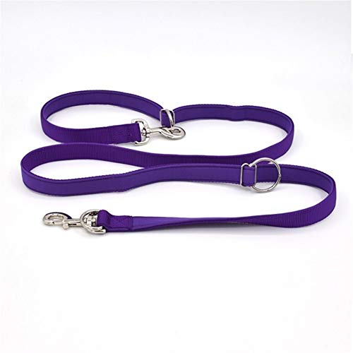 Seil 7 In 1 Multi-Function Einstellbare Hundeleine Nylon Neopren Pull Gürtel Gehen Double Lead 2 Hunde A Hands Free Leine A Tether (Color : Purple, Size : S) von ROTAKUMA