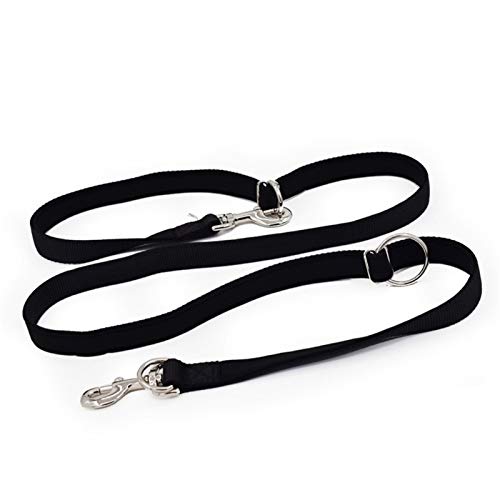 Seil Gepolsterte Hundeleine Double Head Zwei Hundeleinen P Kette Kragen Verstellbare Long Short Seil Hundetraining Laufen (Color : Black, Size : 25mmX200cm) von ROTAKUMA