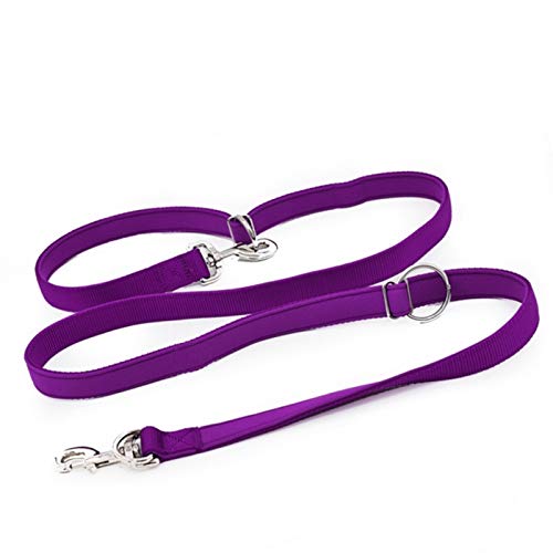 Seil Gepolsterte Hundeleine Double Head Zwei Hundeleinen P Kette Kragen Verstellbare Long Short Seil Hundetraining Laufen (Color : Purple, Size : 20mmX200cm) von ROTAKUMA