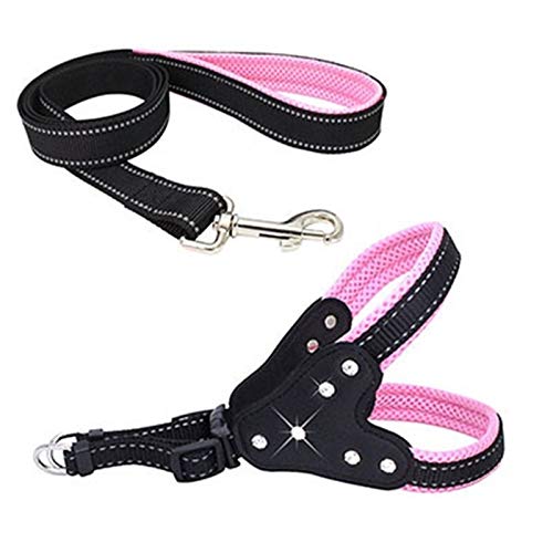 Seil Kein Pull-Hundegeschirr Einstellbare Basic-Nylon-Hundeweste Reflektierende Haustier Leads Gehen Leine Harness S M L (Color : Pink, Size : L) von ROTAKUMA