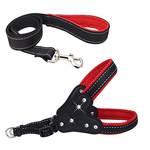 Seil Kein Pull-Hundegeschirr Einstellbare Basic-Nylon-Hundeweste Reflektierende Haustier Leads Gehen Leine Harness S M L (Color : Red, Size : L) von ROTAKUMA