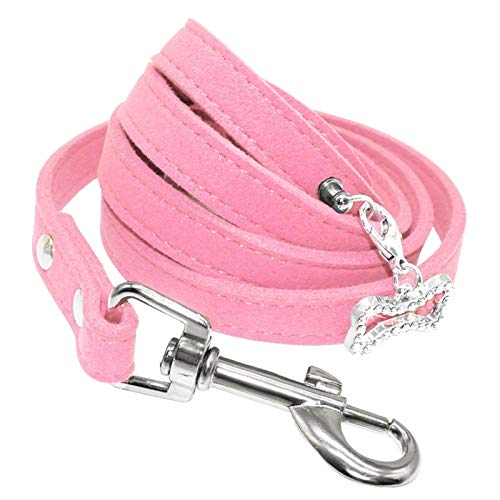 Seil Kleine Hundeleine Weiche Veloursleder Hundeleinen for Kleine Hunde Katzen Gehen Leine Rosa (Color : Pink, Size : M) von ROTAKUMA