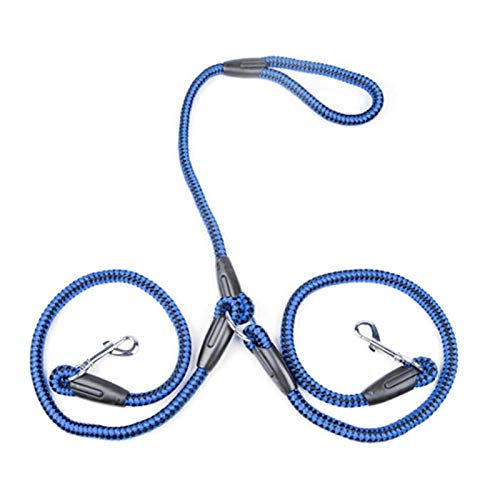 Seil Nylonband Doppel-Hundeleine Geflochtene Tangle for Walking Training Mit Veränderbarer Länge Haustier-Sicherheits-Zugseil (Color : Blue, Size : Dog Leash) von ROTAKUMA