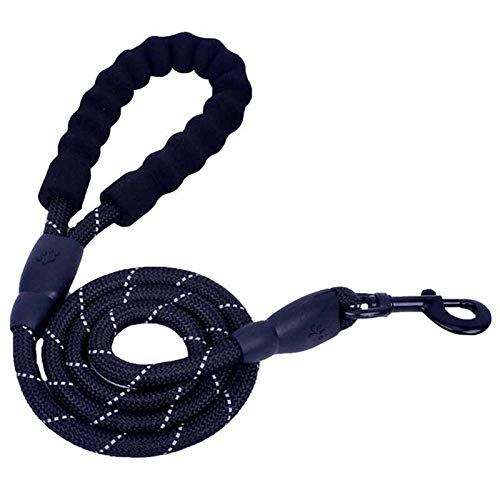 Seil Pet Products Hundeleine for Kleine Große Hunde Leinen Reflektierende Hundeleine Seil Haustiere Leithund-Collar Harness Nylon Laufleinen (Color : Black, Size : 1.2M) von ROTAKUMA