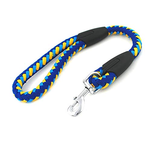 Seil Pet Products Hundeleinen Medium Groß Haustier Hund Knitting-Seil-kurzes Blei (Color : Blue and Yellow, Size : Diameter 1.5cm) von ROTAKUMA
