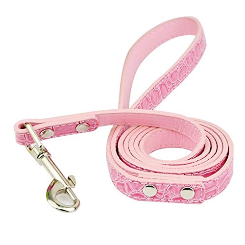 Seil Qualitäts-Leder Hunde Haustiere Leads Und Leine (Color : Crocodile Pink, Size : M) von ROTAKUMA