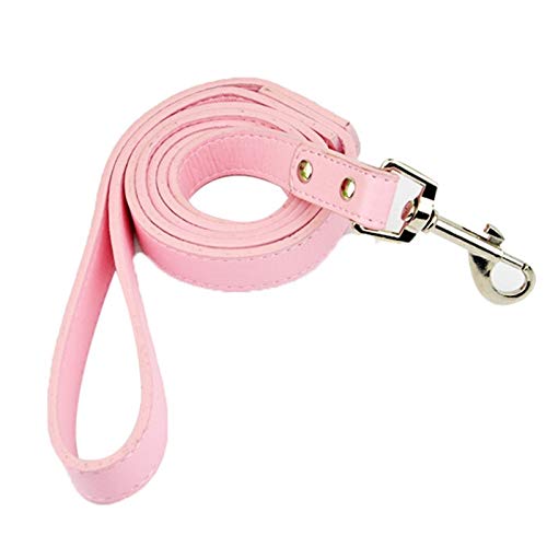 Seil Qualitäts-Leder Hunde Haustiere Leads Und Leine (Color : Plain Pink, Size : S) von ROTAKUMA