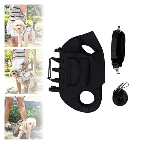 2025 Atmungsaktiver Multifunktions-Rucksack for Haustiere, Verstellbares Ganzkörpergeschirr Mit Traktionsleine, Spaziergänge Und Reisen Im Freien Mit Sicherheitsschloss(Noir,S(4-8catty)) von ROUYA