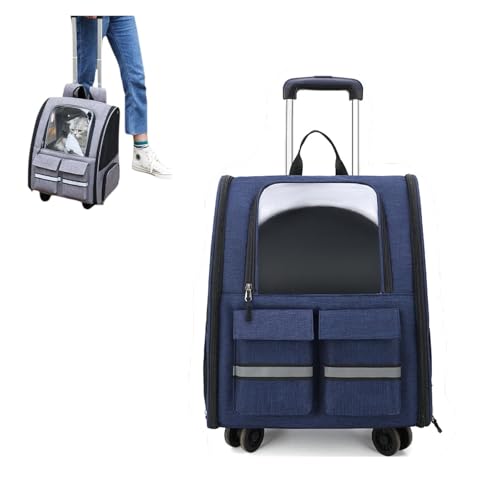 Deluxe-Rucksack for Haustiere Mit Doppelrädern for Haustiere Bis Zu 13,6 Kg – Von Den Meisten Fluggesellschaften Zugelassen(Blue) von ROUYA