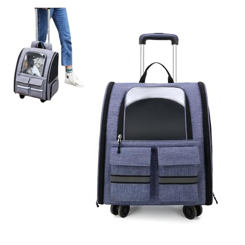 Deluxe-Rucksack for Haustiere Mit Doppelrädern for Haustiere Bis Zu 13,6 Kg – Von Den Meisten Fluggesellschaften Zugelassen(Purple) von ROUYA