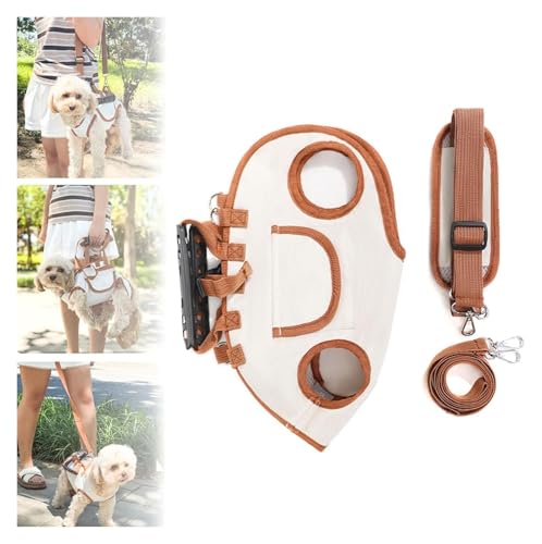 Ganzkörper-Hebegeschirr for Hunde Mit Vorderbeinstütze, Hinterbeinstütze Mit Verstellbaren Riemen, Atmungsaktive Tragetasche for Kleine/mittelgroße/große Hunde(Light Brown,M(9-13catty)) von ROUYA