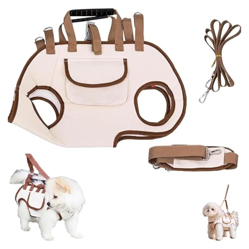 Hundegeschirr for Haustiere, Kuscheltragetuch for Hunde, Umhängetasche for Haustiere, Verstellbarer Rucksack Mit Atmungsaktiven Westengurten(Light Brown,M(9-13catty)) von ROUYA