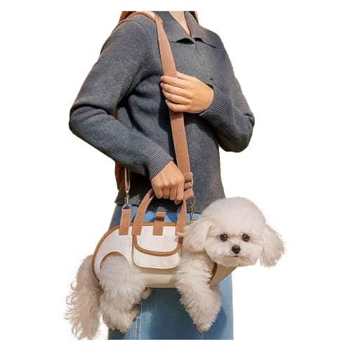Hundegeschirr for Haustiere, Umhängegeschirr for Haustiere, Kuschel-Sling-Hund, Verstellbarer Kleiner Tragbarer Freihändiger Haustier-Rucksack, for Kleine Mittelgroße(Light Brown,S(4-8catty)) von ROUYA