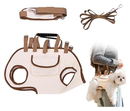 Hunderucksack – Rückenfreundlich for Mittelgroße Bis Große Hunde, Horizontales Design, Hundetragetasche Mit Verstellbaren Rückengurten, Bequemes Ausstrecken(Light Brown,M(9-13catty)) von ROUYA