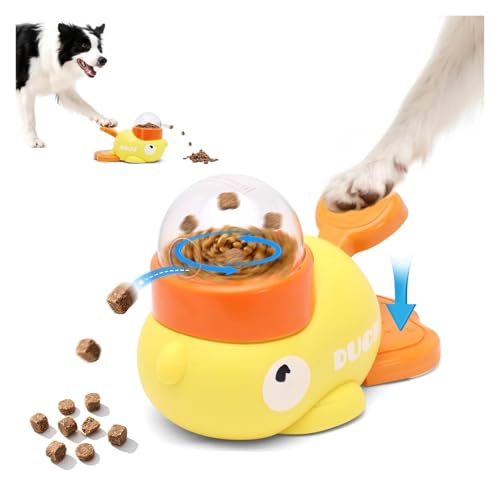 ROUYA Leckerli-Spender for Katzen, Interaktives Enten-Puzzle-Futterspielzeug for Katzen, Enten-IQ-Training Und Bewegung for Hunde (gelb) von ROUYA