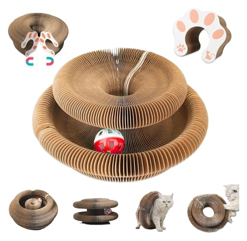 ROUYA Magic Organ Katzenkratzbrett, Faltbares Akkordeon-Katzenspielzeug Mit Ball, Interaktive Geistige Körperliche Übung for Katzen(1PCS) von ROUYA