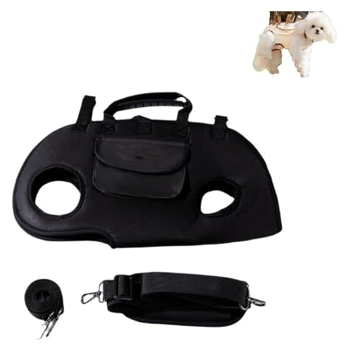 Verstellbarer Haustier-Rucksack, Tragetuch for Kleine Hunde – Ganzkörper-Hebegeschirr Im Rucksack-Stil Mit Verstellbarer Tasche Und Leckerli-Tasche for Welpen(Noir,M(9-13catty)) von ROUYA