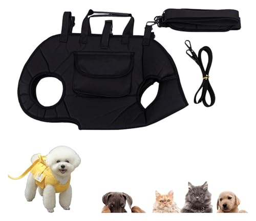 Welpe, Wendbare Hundetrageschlinge, Hundehebegeschirr for Hunde, Verstellbar, Passt Den Meisten Hunden for Kleine Und Mittelgroße Hunde Und Katzen(Noir,S(4-8catty)) von ROUYA