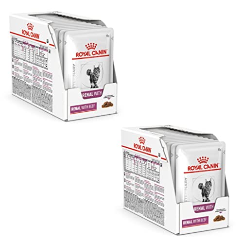 Royal Canin Veterinary Renal Beef | Doppelpack | 2 x 12 x 85 g | Diät-Alleinfuttermittel für ausgewachsene Katzen | Zur Unterstützung bei Nierenproblemen | Im Frischebeutel von ROYAL CANIN