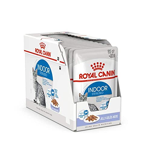 Royal Canin Indoor Sterilised in Gelee | 12 x 85 g | Alleinfuttermittel für ausgewachsene Katzen die im Haus Leben | Für sterilisierte Katzen | Häppchen in Gelee Royal Canin Indoor Sterilised in Gelee | 12 x 85 g | Alleinfuttermittel für ausgewachsene Katzen die im Haus Leben | Für sterilisierte Katzen | Häppchen in Gelee von ROYAL CANIN