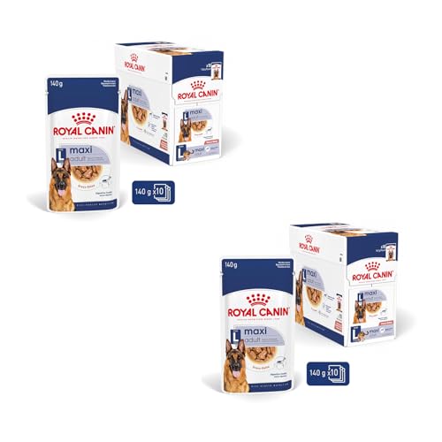 Royal Canin Maxi Adult | Doppelpack | 2 x 10 x 140 g | Alleinfuttermittel für Hunde | Für ausgewachsene große Hunde (26 bis 44 kg) | Vom 15. Monat bis zum 5. Lebensjahr von ROYAL CANIN