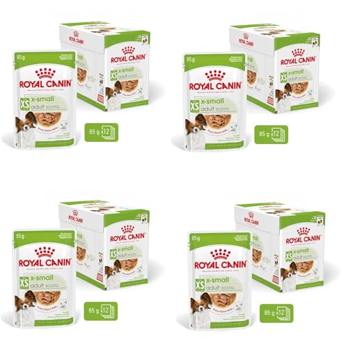 ROYAL CANIN X-Small Adult | 4er Pack | 4 x 12 x 85 g | Feuchtnahrung für ausgewachsene und besonders kleine Hunde | Ab dem 10. Lebensmonat | Mit Häppchen in Soße | Im Pouchbeutel ROYAL CANIN X-Small Adult | 4er Pack | 4 x 12 x 85 g | Feuchtnahrung für ausgewachsene und besonders kleine Hunde | Ab dem 10. Lebensmonat | Mit Häppchen in Soße | Im Pouchbeutel von ROYAL CANIN