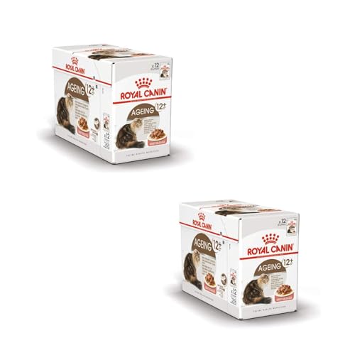 Royal Canin Ageing 12+ in Soße | Doppelpack | 2 x 12 x 85 g | Alleinfuttermittel für Senior Katzen ab dem 12. Lebensjahr | Kann die Gesundheit der Nieren und Gelenke unterstützen Royal Canin Ageing 12+ in Soße | Doppelpack | 2 x 12 x 85 g | Alleinfuttermittel für Senior Katzen ab dem 12. Lebensjahr | Kann die Gesundheit der Nieren und Gelenke unterstützen von ROYAL CANIN