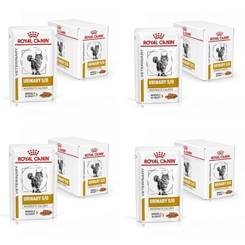 Royal Canin Veterinary Urinary s/o Moderate Calorie | 4er Pack | 4 x 12 x 85 g | Diät-Alleinfuttermittel für Katzen | Zur Auflösung von Struvitsteinen | Niedriger RSS-Wert von ROYAL CANIN