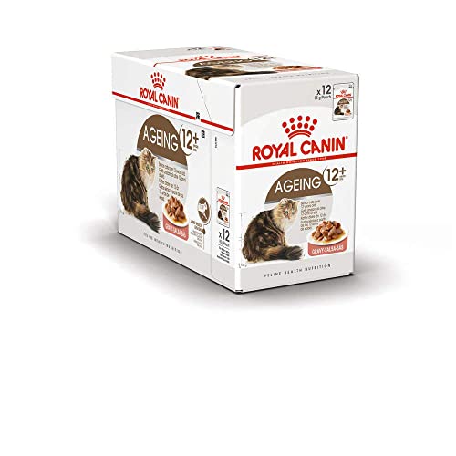 Royal Canin Ageing 12+ in Soße | 12 x 85 g | Alleinfuttermittel für Senior Katzen ab dem 12. Lebensjahr | Kann die Gesundheit der Nieren und Gelenke unterstützen von ROYAL CANIN