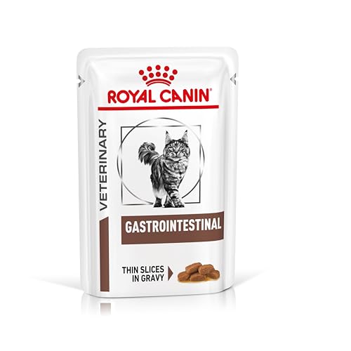 Royal Canin Gastrointestinal | 12 x 85 g | Diät-Alleinfuttermittel für ausgewachsene Katzen | Feine Stückchen in Soße | Kann die Verdauung unterstützen | Im Frischebeutel von ROYAL CANIN
