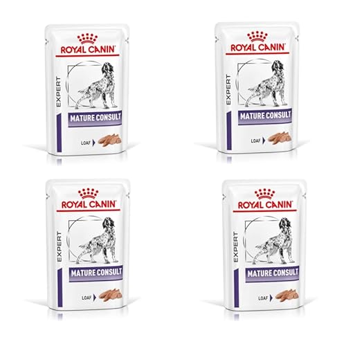 ROYAL CANIN Mature Consult Mousse | 4er Pack | 4 x 12 x 85 g | Nassfutter für Hunde | Kann dabei helfen das Wohlbefinden von älteren Hunden zu erhalten | Mousse in Frischebeuteln von ROYAL CANIN