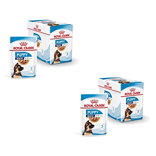 Royal Canin Maxi Puppy | Doppelpack | 2 x 10 x 140 g | Nassfutter für große Hundewelpen | Bis zum 15. Lebensmonat | Endgewicht 26 bis 44 kg | Weiche Textur für die Milchzähne von ROYAL CANIN
