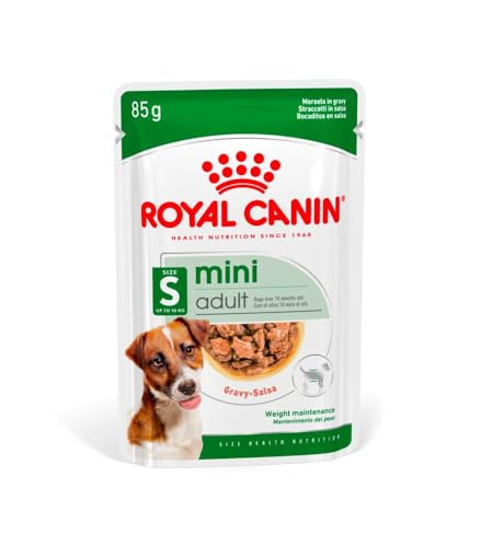 Royal Canin Mini Adult | 12 x 85g | Nassfutter für ausgewachsene kleine Hunde | Kann zur optimalen Versorgung Kleiner Hunderassen eingesetzt Werden | In Frischebeutel von ROYAL CANIN